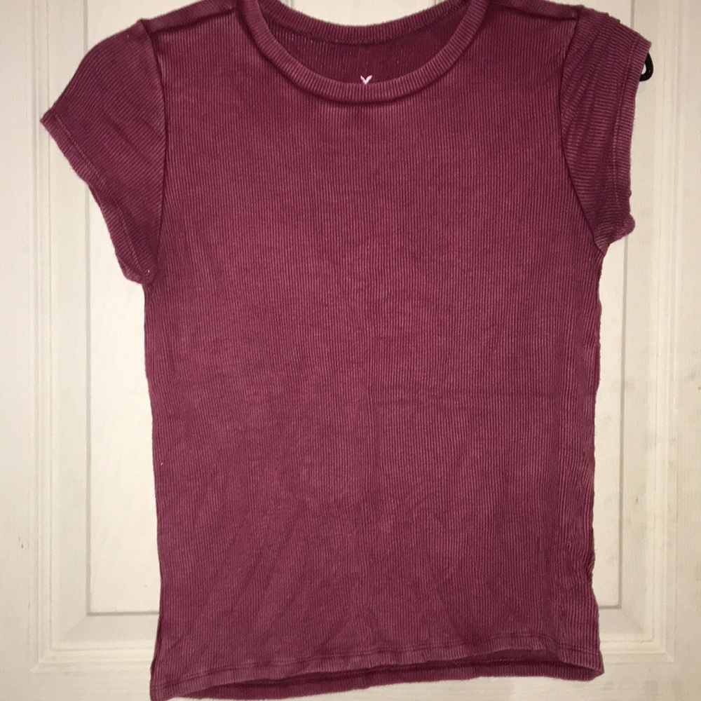 American Eagle Ribbed Burgundy Top